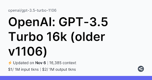 openai gpt-3.5-turbo-16k发布时间和更新